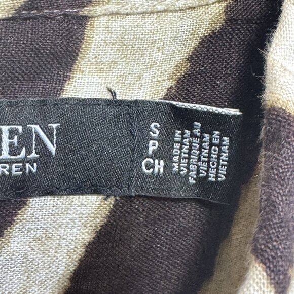 Lauren Ralph Lauren Linen Button Up Shirt Size S Zebra Print Long Sleeve Relaxed - Picture 9 of 11